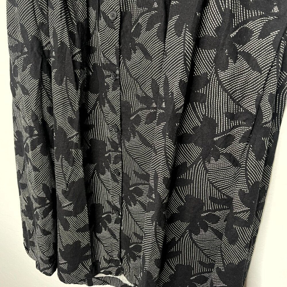 Universal Thread Tie Waist Button Front Black White Floral Midi Skirt XXL #32 - Picture 4 of 8